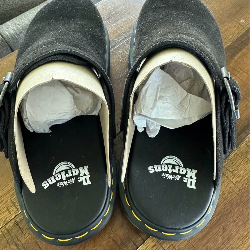Dr. Martens Black Mules with Yellow Stitching - Picture 5 of 7